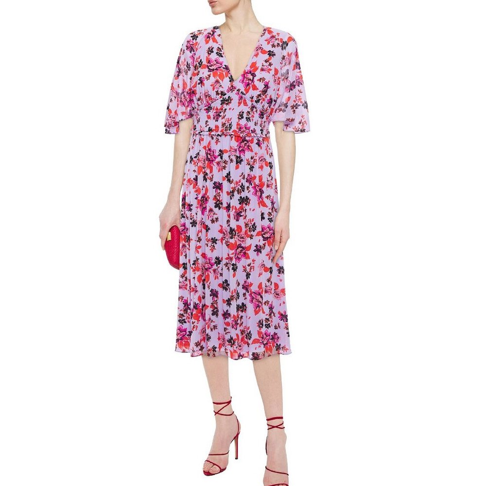 NWT Diane von Furstenberg Flutter Sleeve Dress– Floral Midi for Wedding / Brunch
